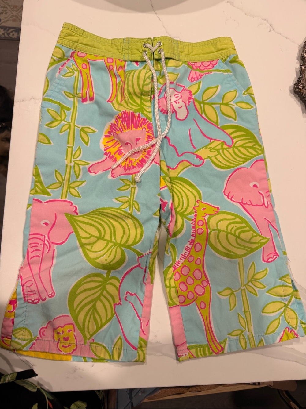 Lilly Pulitzer Green & Blue Tropical Print pants girls size 6